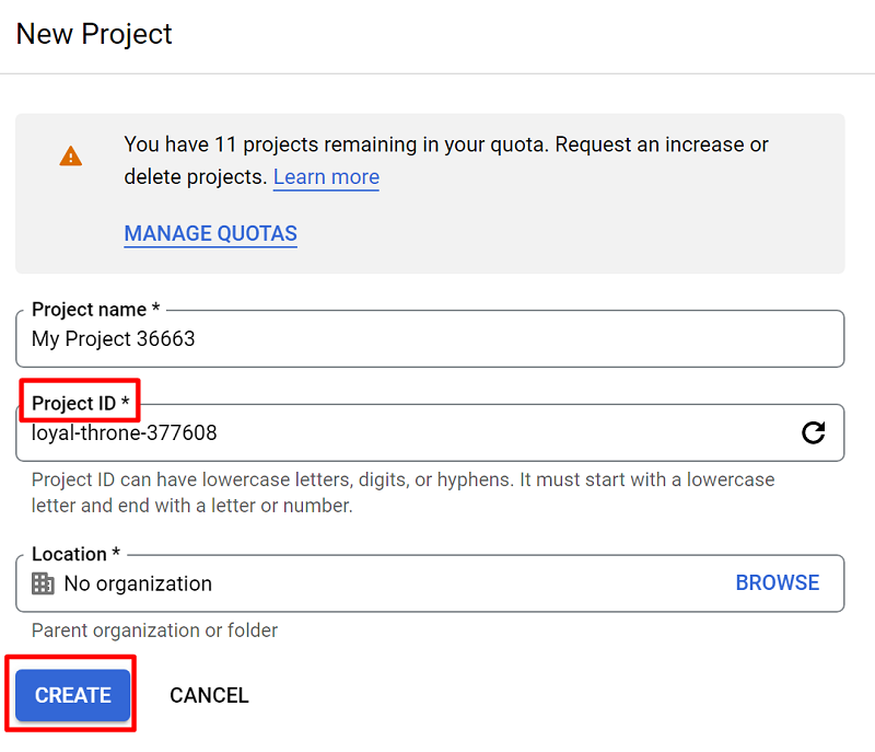 ایجاد پروژه در گوگل بیگ کوئری