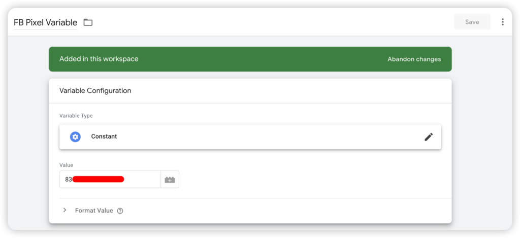 ۱.۳ ساخت Constant Variable برای Pixel ID